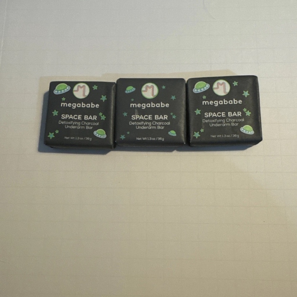 NEW Megababe Space Bar Detoxifying Charcoal Underarm Bar 1.3 oz mini- set of 3